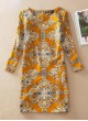 Long Sleeves Retro-60s Shift Floral Dress 